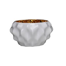 Imagem de CACHEPOT PLISSAN GRANDE 22,5CM BRANCO COM OURO INTERNO  - Holaria Industria Ceramica Ltda