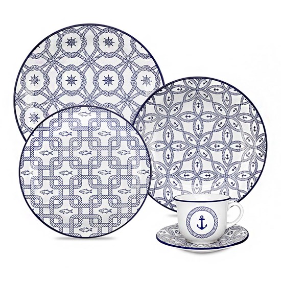 Imagem APARELHO DE JANTAR/CHÁ COM 20 PEÇAS FLOREAL NÁUTICO OXFORD PORCELANAS