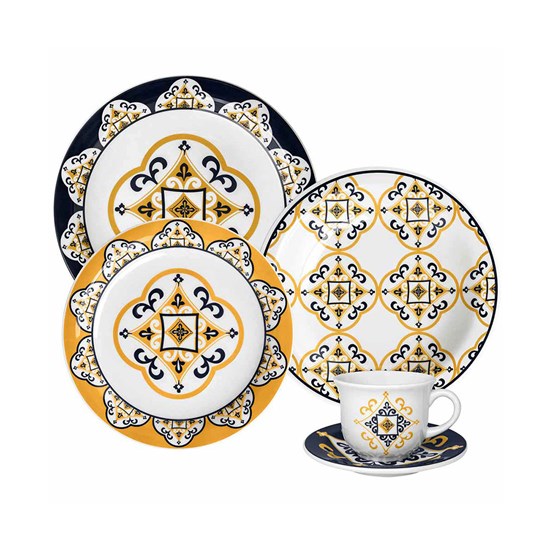 Imagem APARELHO DE JANTAR/CHÁ COM 20 PEÇAS FLOREAL SÃO LUÍS OXFORD PORCELANAS