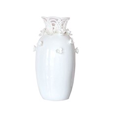 Imagem de VASO DECORATIVO CERÂMICA BRANCA ROSAS 17X31CM BRANCO 38820 GRILLO - Grillo Ltda