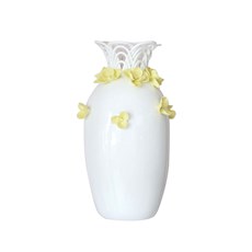 Imagem de VASO DECORATIVO CERÂMICA BRANCA ROSAS 17X31CM AMARELO 38820 GRILLO - Grillo Ltda