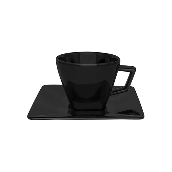 Imagem XICARÁ DE CHÁ 200ML COM PIRES QUARTIER BLACK OXFORD PORCELANAS