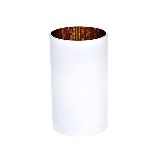 Imagem VASO DECORATIVO EM VIDRO COM PINTURA INTERNA 15X25CM BRANCO E DOURADO 44663 GL HOME