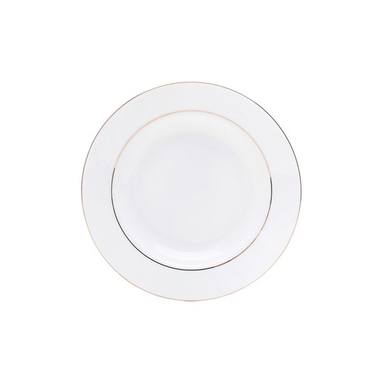 Imagem JOGO COM 6 PRATOS PARA SOBREMESA DE PORCELANA NICE GOLD 20,5CM BRANCO WOLFF