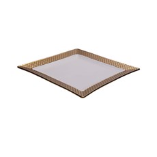 Imagem de PRATO RASO QUADRADO EM CERÂMICA HOME 24CM BRANCO E DOURADO 45483 GRILLO CT18A - Grillo Ltda