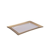 Imagem de TRAVESSA RETANGULAR EM CERÂMICA HOME MÉDIA 27X18CM BRANCO E DOURADO 45481 GRILLO CT18A - Grillo Ltda