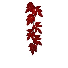 Imagem de GUIRLANDA VERTICAL COM FOLHAS DE MAGNÓLIA EM VELUDO 126CM VERMELHO 44590 GL HOME - Grillo Ltda