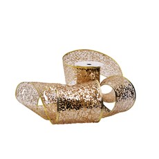 Imagem de FITA NATALINA GLITTER CHAMPAGNE 10CM 48151 GRILLO - Grillo Ltda