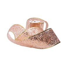 Imagem de FITA NATALINA GLITTER ROSE 10CM 48151 GRILLO - Grillo Ltda