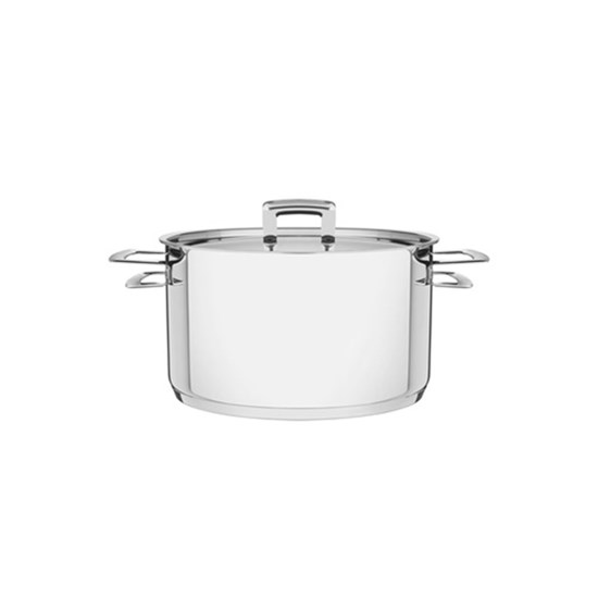 Imagem CAÇAROLA TRAMONTINA BRAVA FUNDA EM AÇO INOX FUNDO TRIPLO COM TAMPA PLANA E ALÇAS 20 CM 3,6 L