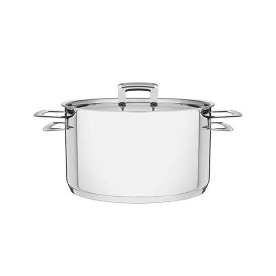 Imagem CAÇAROLA TRAMONTINA FUNDA EM AÇO INOX FUNDO TRIPLO COM TAMPA PLANA E ALÇAS 24 CM 6,1 L