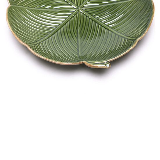 Imagem PRATO DECORATIVA EM CERÂMICA BANANA LEAF VERDE 16X16X3CM LYOR