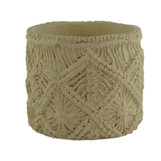 Imagem VASO CONCRETO MACRAME BRANCO 13,5X13,5X12,5CM