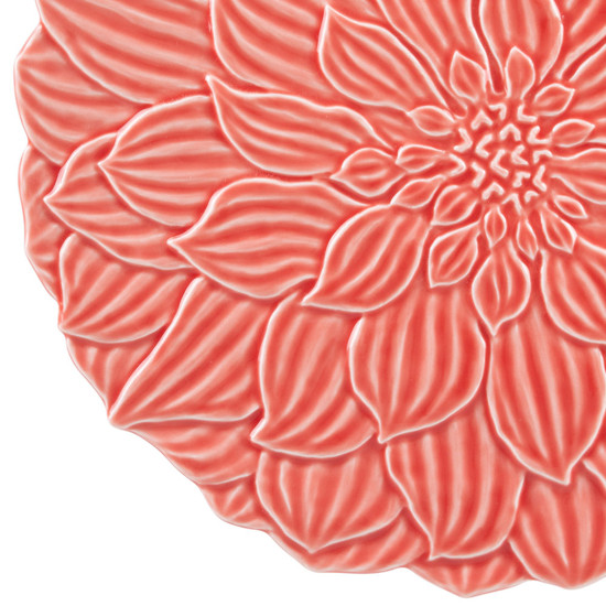 Imagem PRATO PARA BOLO PORCELANA COM PÉ DAISY CORAL 30X9CM WOLFF