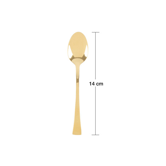 Imagem CONJUNTO 6 COLHERES AÇO INOX PARA CHÁ BERNA DOURADO 14CM WOLFF