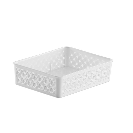 Imagem CESTO ORGANIZADOR RATTAN 24X19X6,5CM BRANCO PARAMOUNT