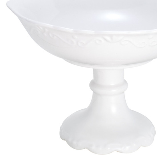 Imagem CENTRO DE MESA PORCELANA COM PÉ ALTO RELEVO 22X16CM 