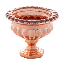 Imagem de CENTRO DE MESA DECORATIVO CRISTAL DE CHUMBO COM PÉ SUSSEX ROSÊ METALIZADO 14X11CM - Rojemac Impotacao E Exportacao Ltda