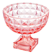 Imagem de CENTRO DE MESA CRISTAL DE CHUMBO COM PÉ DIAMANT ROSÊ 25X22CM  - Rojemac Impotacao E Exportacao Ltda