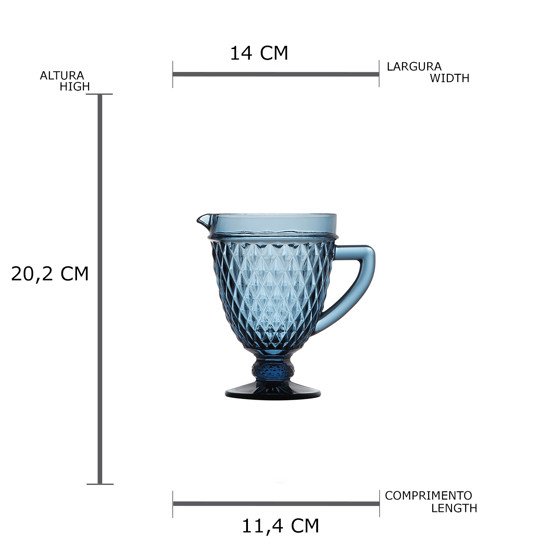 Imagem JARRA DE VIDRO SODO-CALCICO BICO DE ABACAXI AZUL 1