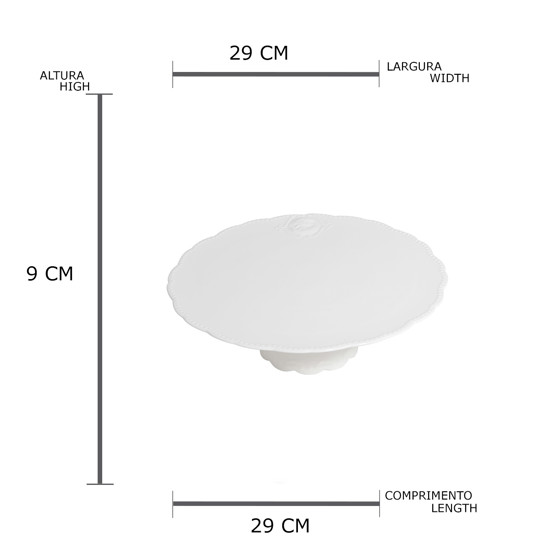 Imagem PRATO PARA BOLO DE PORCELANA SUPER WHITE QUEEN 29X29X