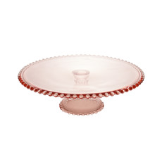 Imagem de PRATO PARA BOLO CRISTAL COM PÉ PEARL ROSA 31X11CM WOLFF - Rojemac Impotacao E Exportacao Ltda