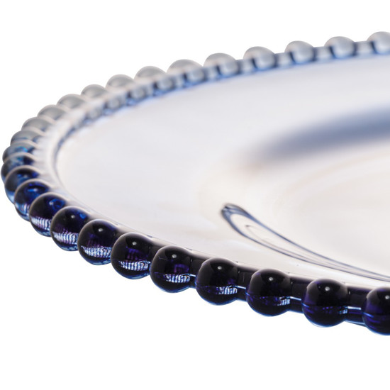 Imagem PRATO SOBREMESA CRISTAL PEARL AZUL ESCURO 20CM WOLFF