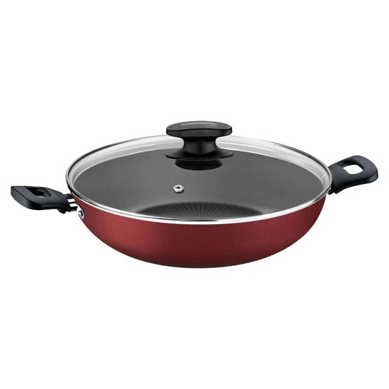 Imagem PANELA WOK TRAMONTINA 27817022 LORETO 28CM ANTIADERENTE VERMELHA