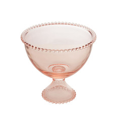 Imagem de SALADEIRA CRISTAL COM PÉ PEARL ROSA 21X19CM WOLFF - Rojemac Impotacao E Exportacao Ltda