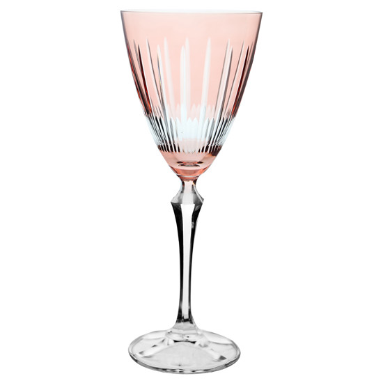 Imagem TAÇA PARA VINHO TINTO LAPIDADA EM CRISTAL ECOLÓGICO 250ML COR ROSA