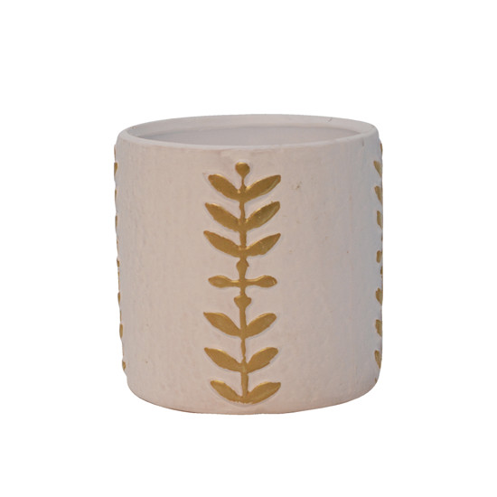 Imagem VASO DECORATIVO EM CERÂMICA BRANCO COM DOURADO