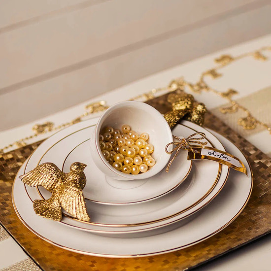 Imagem PRATO RASO 27CM ITAMARATY FILETE DOURADO EM PORCELANA 