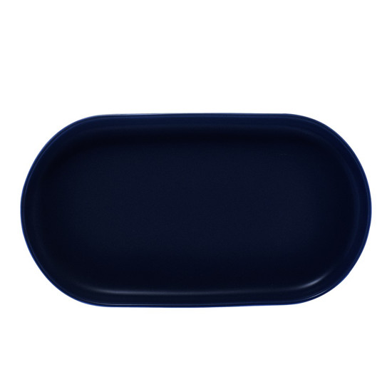 Imagem TRAVESSA PORCELANA OVAL NÓRDICA AZUL ESCURO MATT 30X17X3 CM- ROJEMAC