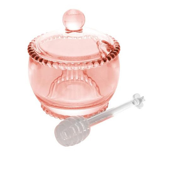 Imagem MELEIRA CRISTAL DE CHUMBO COM COLHER PEARL ROSA WOLFF