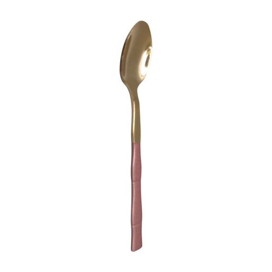 Imagem COLHER PARA CHÁ DE AÇO INOX BAMBU ELEGANT CHAMPANHE/ROSE  12,5CM - LYOR 