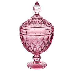 Imagem de POTICHE DECORATIVA CRISTAL DE CHUMBO COM PÉ ANGEL ROXO 15X28CM  - Rojemac Impotacao E Exportacao Ltda