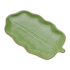 Imagem de TRAVESSA DECORATIVA DE CERÂMICA BANANA LEAF VERDE 20X11,5X2,5CM  - Coliseu Presentes Ltda