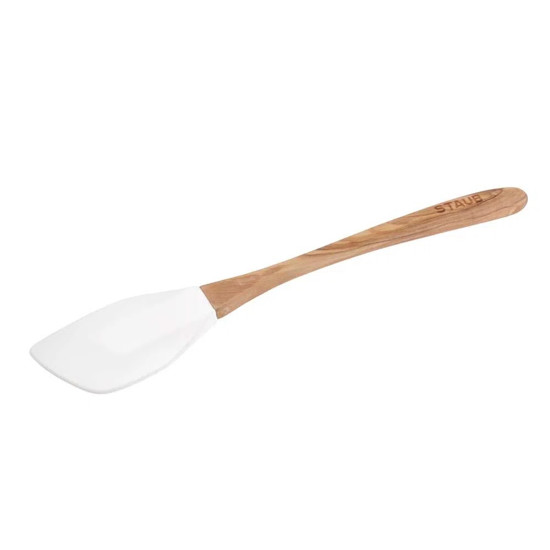 Imagem ESPÁTULA EM SILICONE COM CABO DE MADEIRA GRANDE BRANCO STAUB ZWILLING