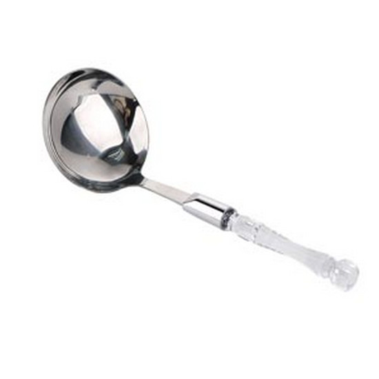 Imagem CONCHA PARA SOPA DE AÇO INOX COM CABO DE PLÁSTICO BAMBU TRANSPARENTE 19,5CM - LYOR