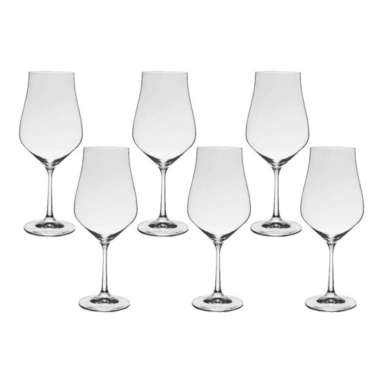 Imagem JOGO COM 6 TAÇAS DE CRISTAL PARA VINHO BORDEAUX 550 ML LINHA TULIPA BOHEMIA