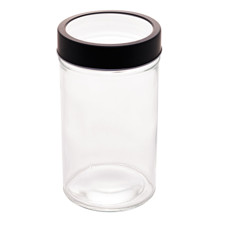 Imagem de POTE DE VIDRO BOROSILICATO TRANSPARENTE COM TAMPA DE ACRÍLICO PRETO 500ML - Coliseu Presentes Ltda