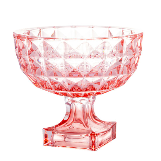 Imagem CENTRO DE MESA CRISTAL DE CHUMBO COM PÉ DIAMANT ROSÊ 25X22CM 