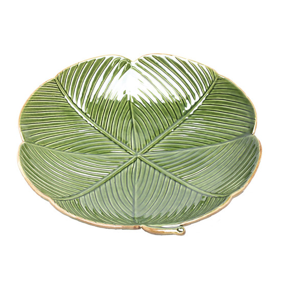 Imagem PRATO DECORATIVA EM CERÂMICA BANANA LEAF VERDE 16X16X3CM LYOR