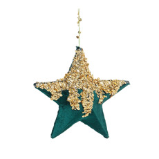 Imagem de ESTRELA VELUDO COM GLITTER AZA/OUR 20CM CROMUS - Cromus Embalagens Ind. E Com. Ltda