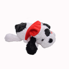 Imagem de CACHORRO DEITADO BRANCO E PRETO COM GORRO MOVIDO A PILHA 3AA 30X27X14CM - TOK DE CASA - Store Mania Comercio E Importacao Ltda