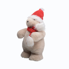 Imagem de URSO NATALINO DECORATIVO COM GORRO E CACHECOL 16X15X34CM - MABRUK  - Mabruk Importacao E Comercio Eireli