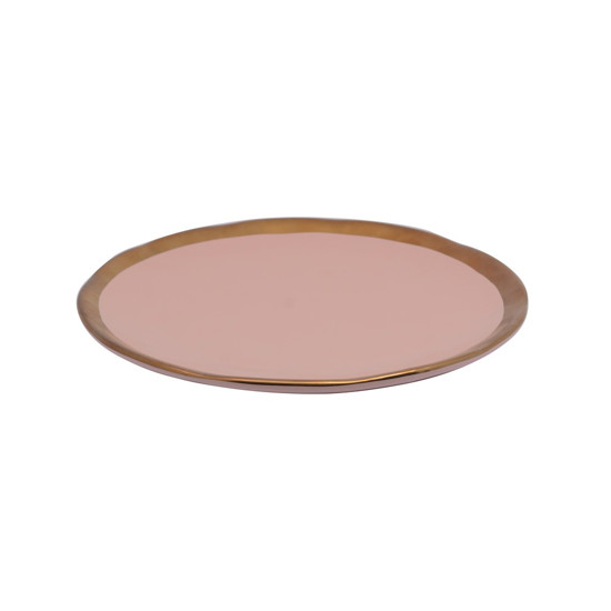 Imagem PRATO NUDE COM BORDA DOURADA 20,5CM - HOME DESIGN 