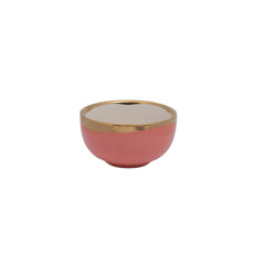 Imagem de BOWL EM CERÂMICA ROSA COM BORDA DOURADA 11,5CM - HOME DESIGN - Home Design Comercio, Importacao E Exportacao - Eireli