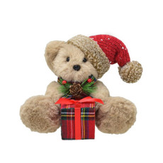 Imagem de URSO NATALINO DECORATIVO COM PRESENTE E GORRO - MABRUK  - Mabruk Importacao E Comercio Eireli