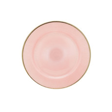 Imagem de SOUSPLAT EM VIDRO ROSA COM BORDA DOURADO 32,5CM - CROMUS  - Cromus Embalagens Ind. E Com. Ltda